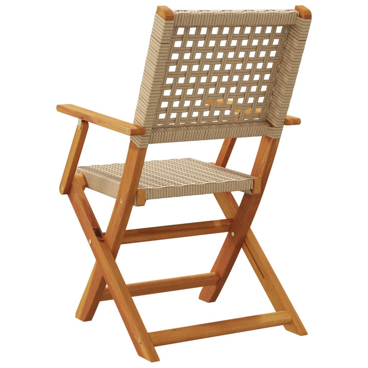 Tuinstoelen 8 st inklapbaar poly rattan en massief hout beige