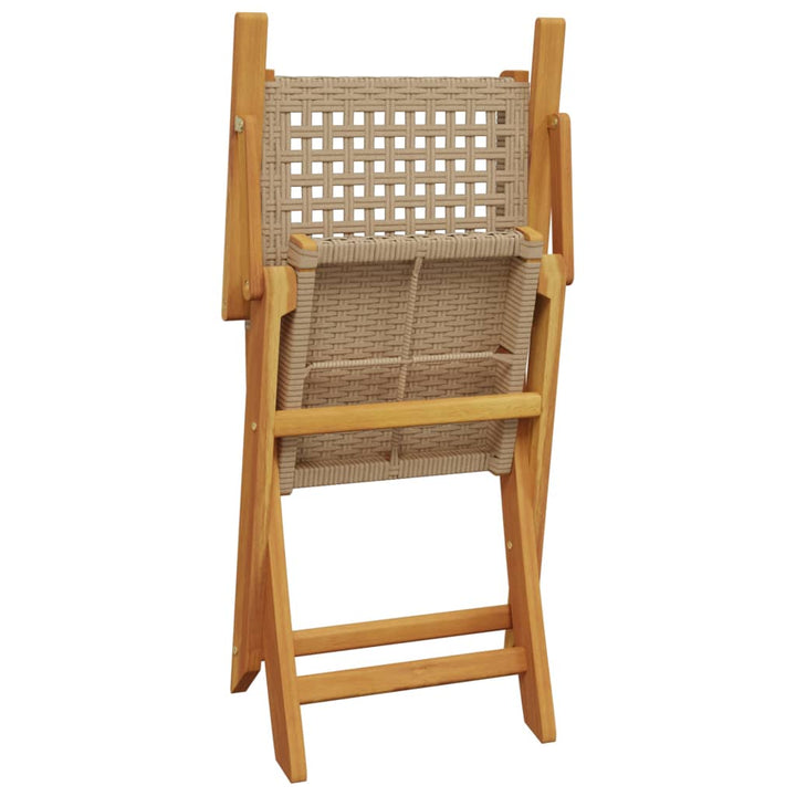 Tuinstoelen 8 st inklapbaar poly rattan en massief hout beige