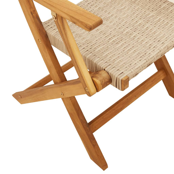 Tuinstoelen 8 st inklapbaar poly rattan en massief hout beige