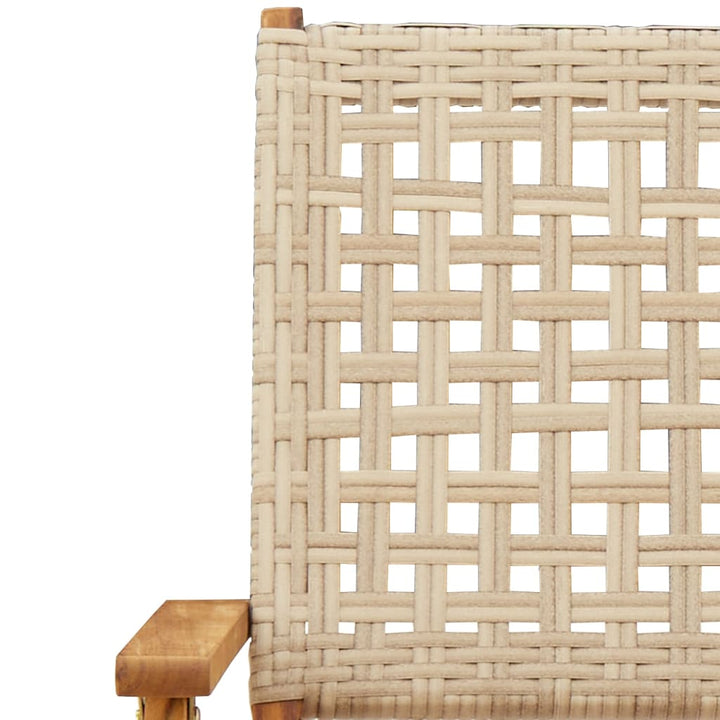 Tuinstoelen 8 st inklapbaar poly rattan en massief hout beige