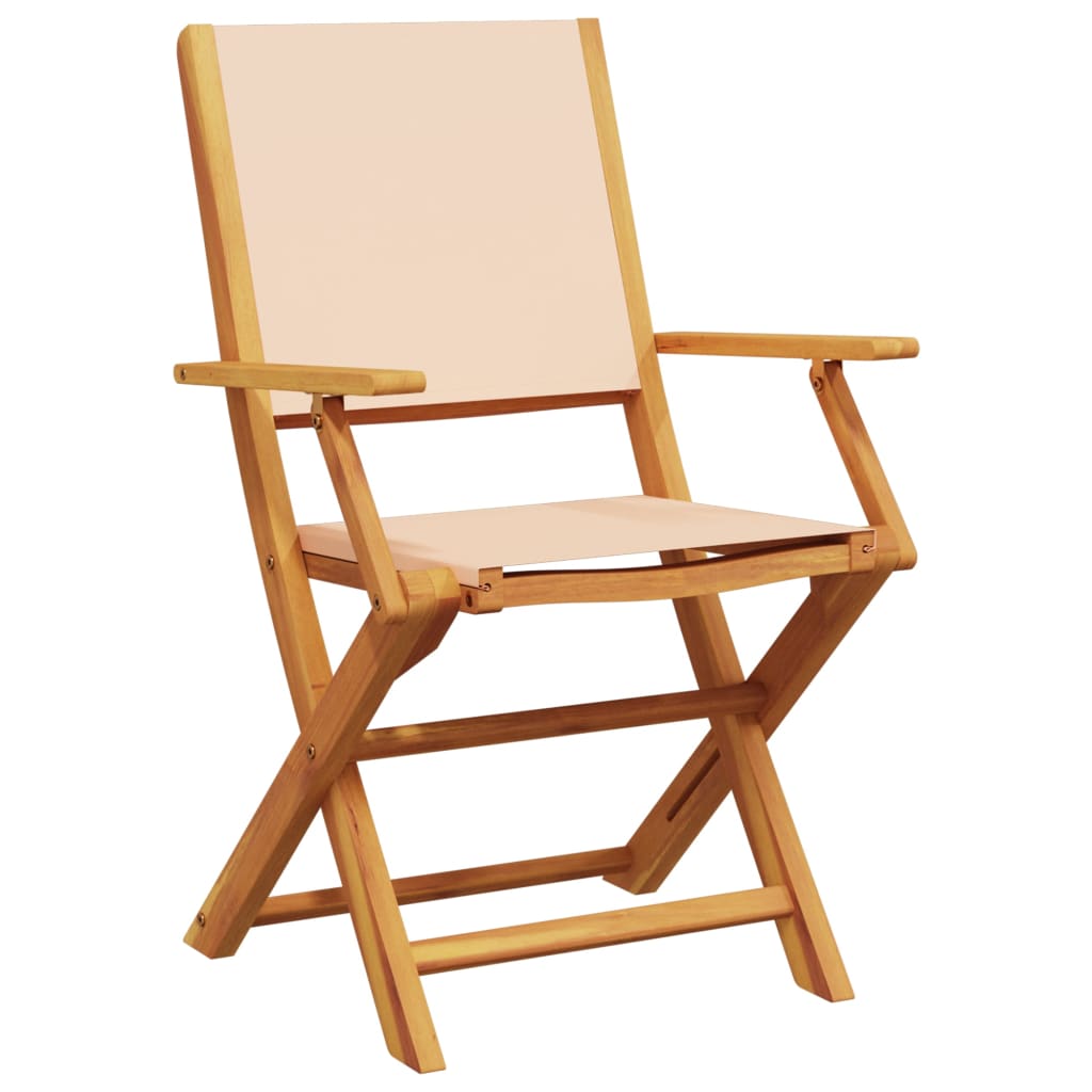 Tuinstoelen 6 st inklapbaar stof en massief hout beige