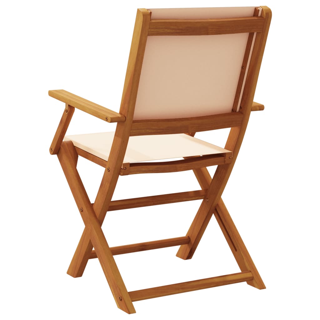 Tuinstoelen 6 st inklapbaar stof en massief hout beige