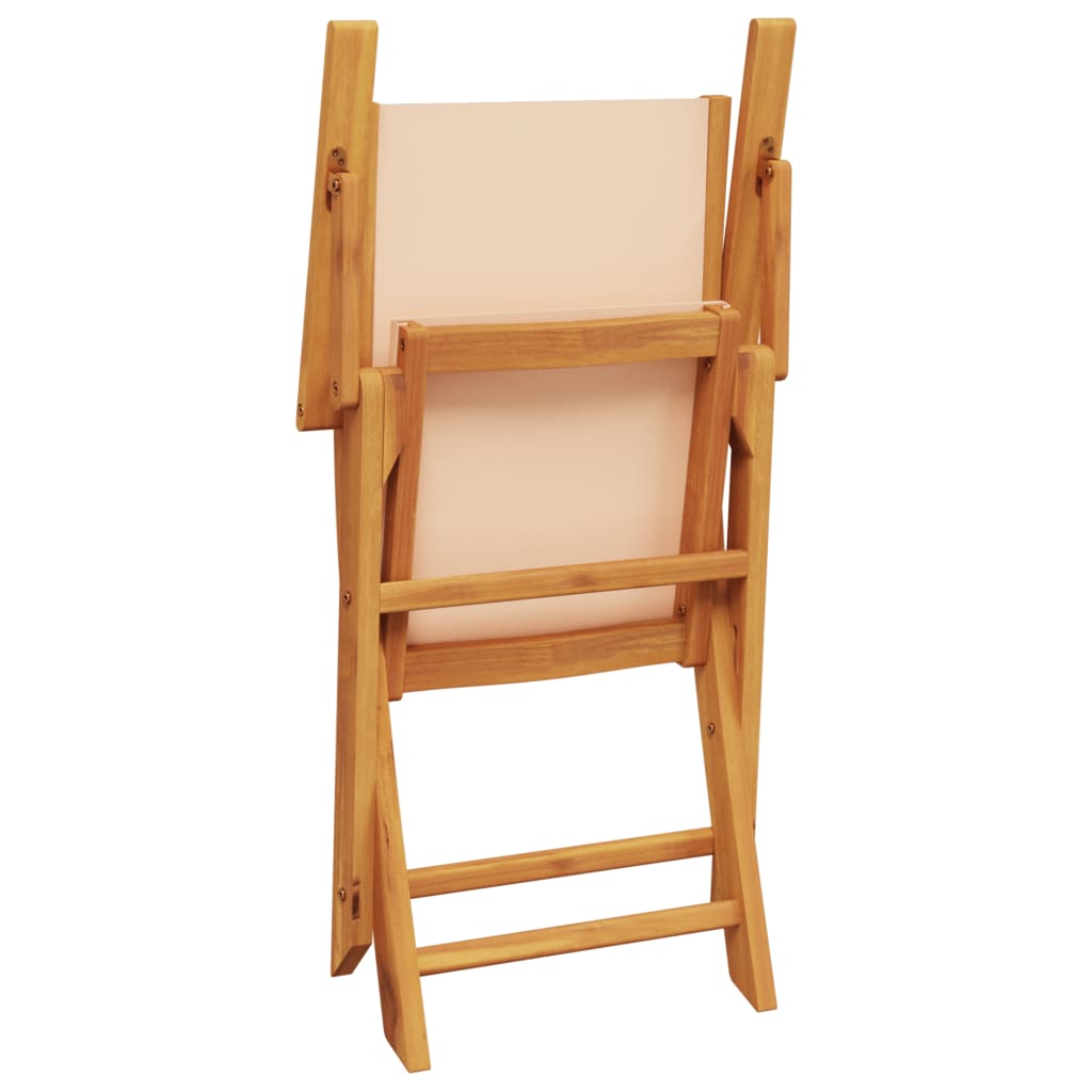 Tuinstoelen 6 st inklapbaar stof en massief hout beige