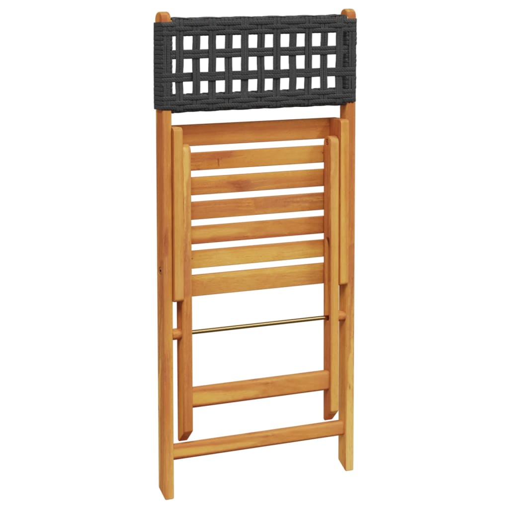 Tuinstoelen 6 st inklapbaar poly rattan en massief hout zwart