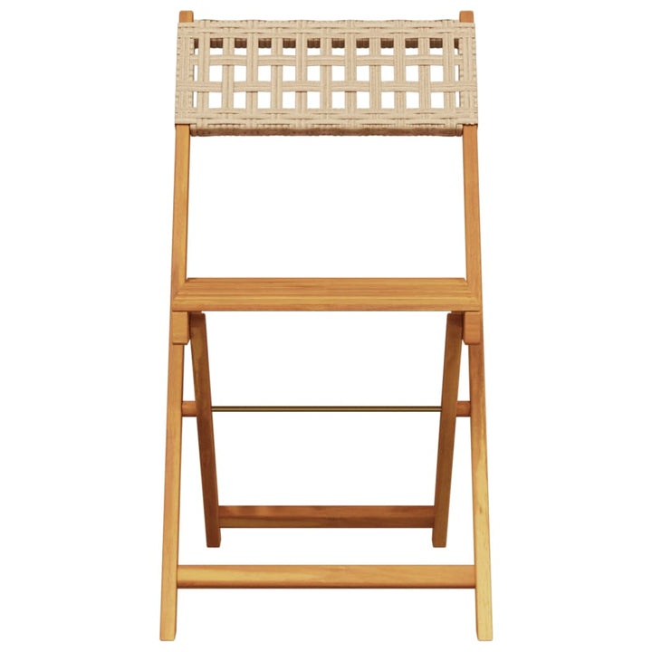 Tuinstoelen 4 st inklapbaar poly rattan en massief hout beige