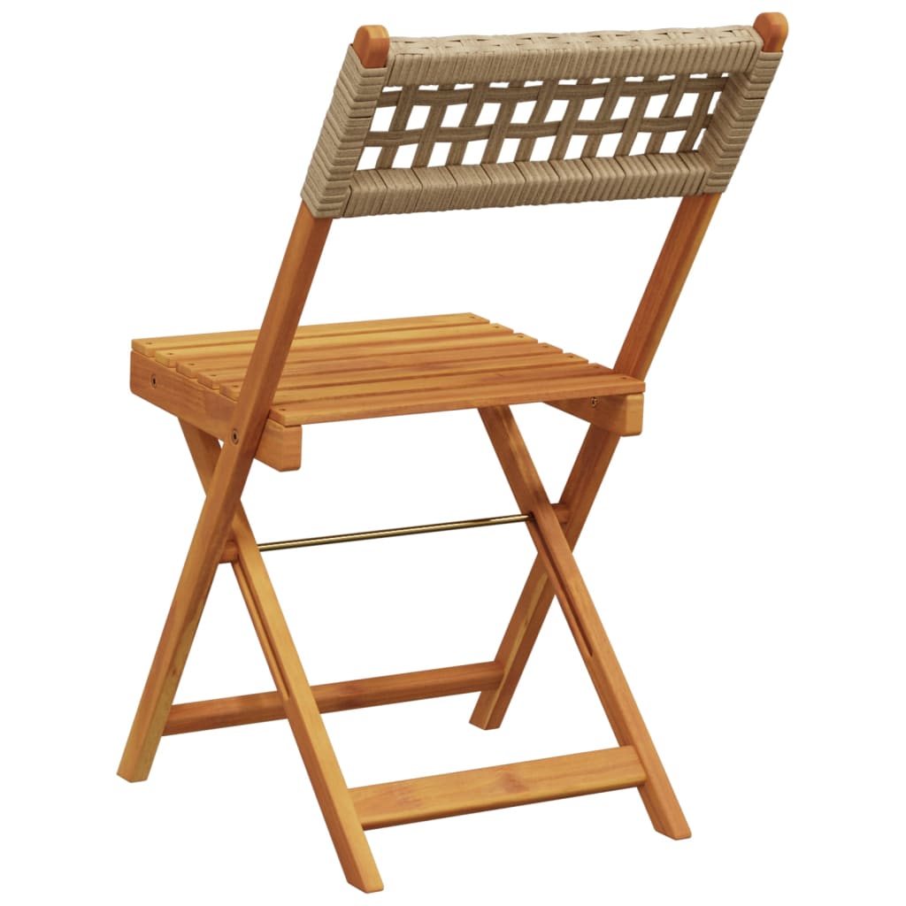 Tuinstoelen 4 st inklapbaar poly rattan en massief hout beige