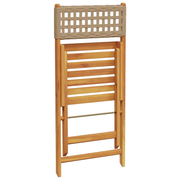 Tuinstoelen 4 st inklapbaar poly rattan en massief hout beige