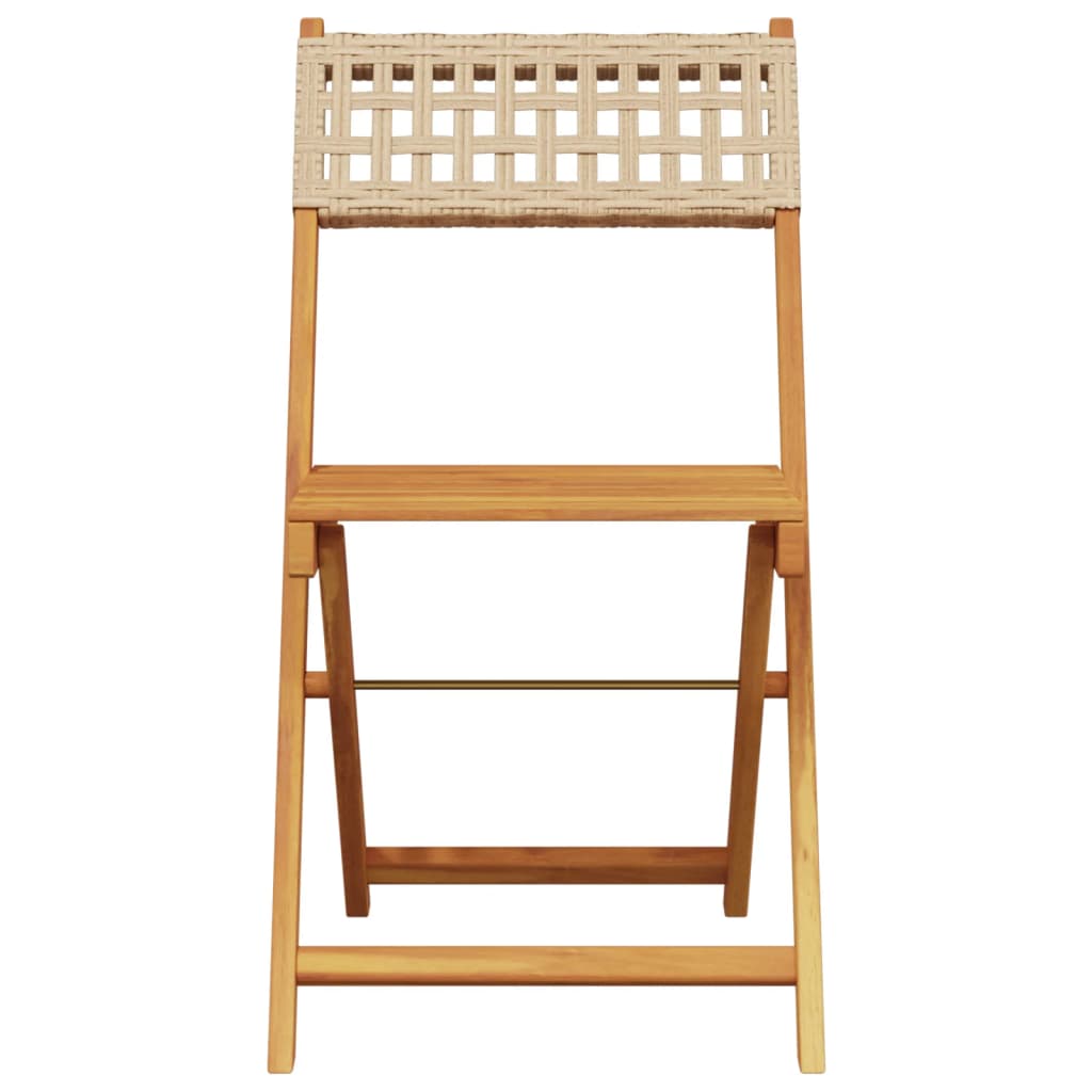 Tuinstoelen 6 st inklapbaar poly rattan en massief hout beige