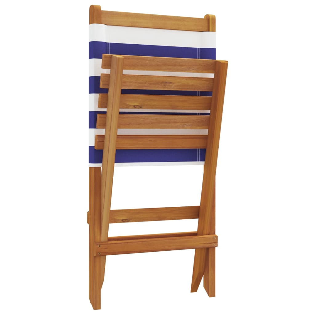 Tuinstoelen 8 st inklapbaar stof en massief hout blauw en wit