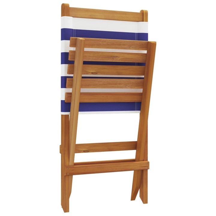 Tuinstoelen 8 st inklapbaar stof en massief hout blauw en wit