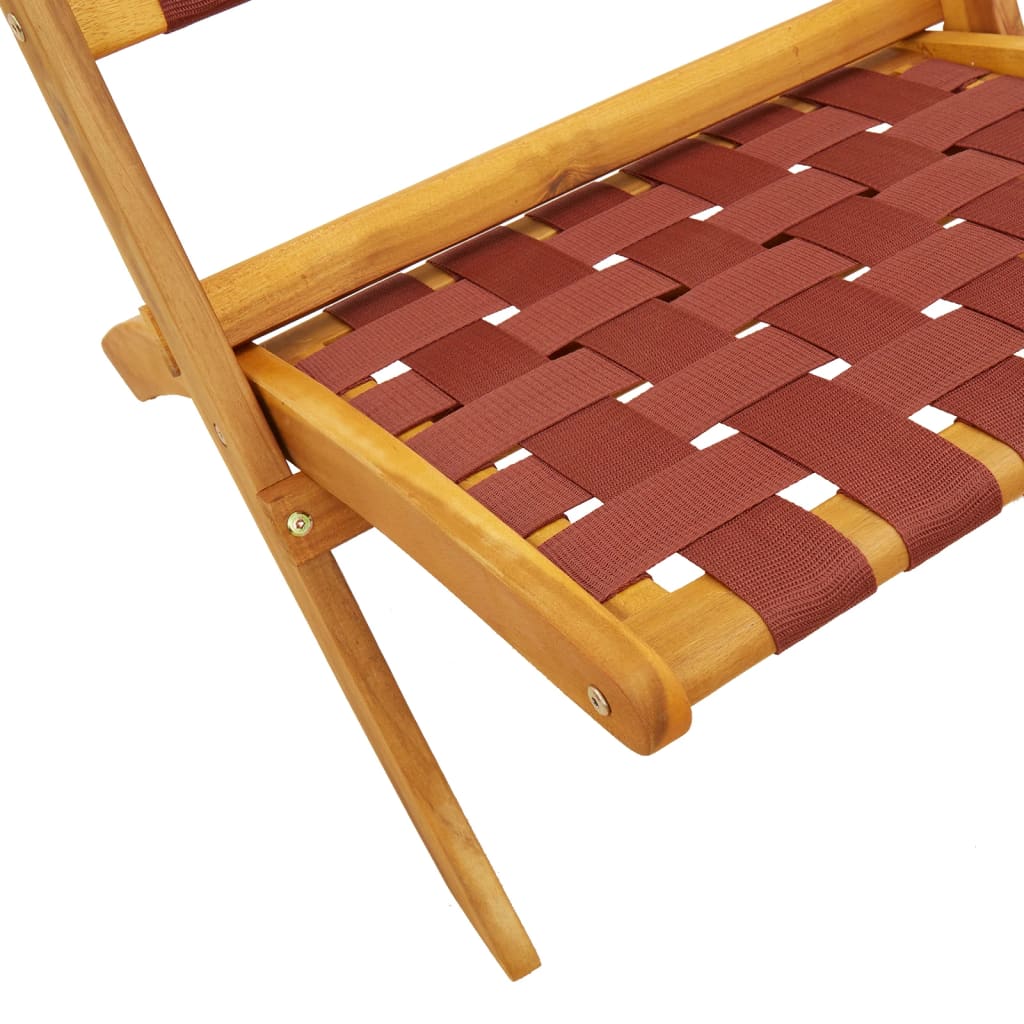 Tuinstoelen 2 st inklapbaar met tafel massief hout rood