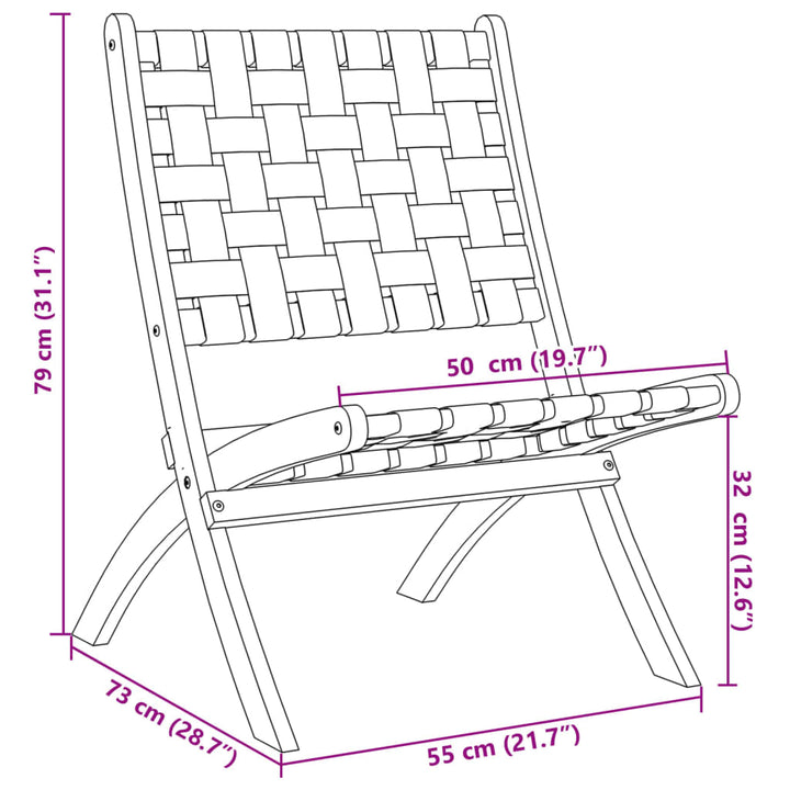 Tuinstoelen 2 st inklapbaar met tafel massief hout blauw