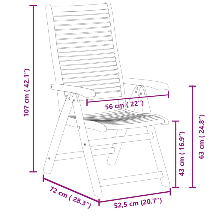 Tuinstoelen 4 st verstelbaar 56x72x107 cm massief acaciahout