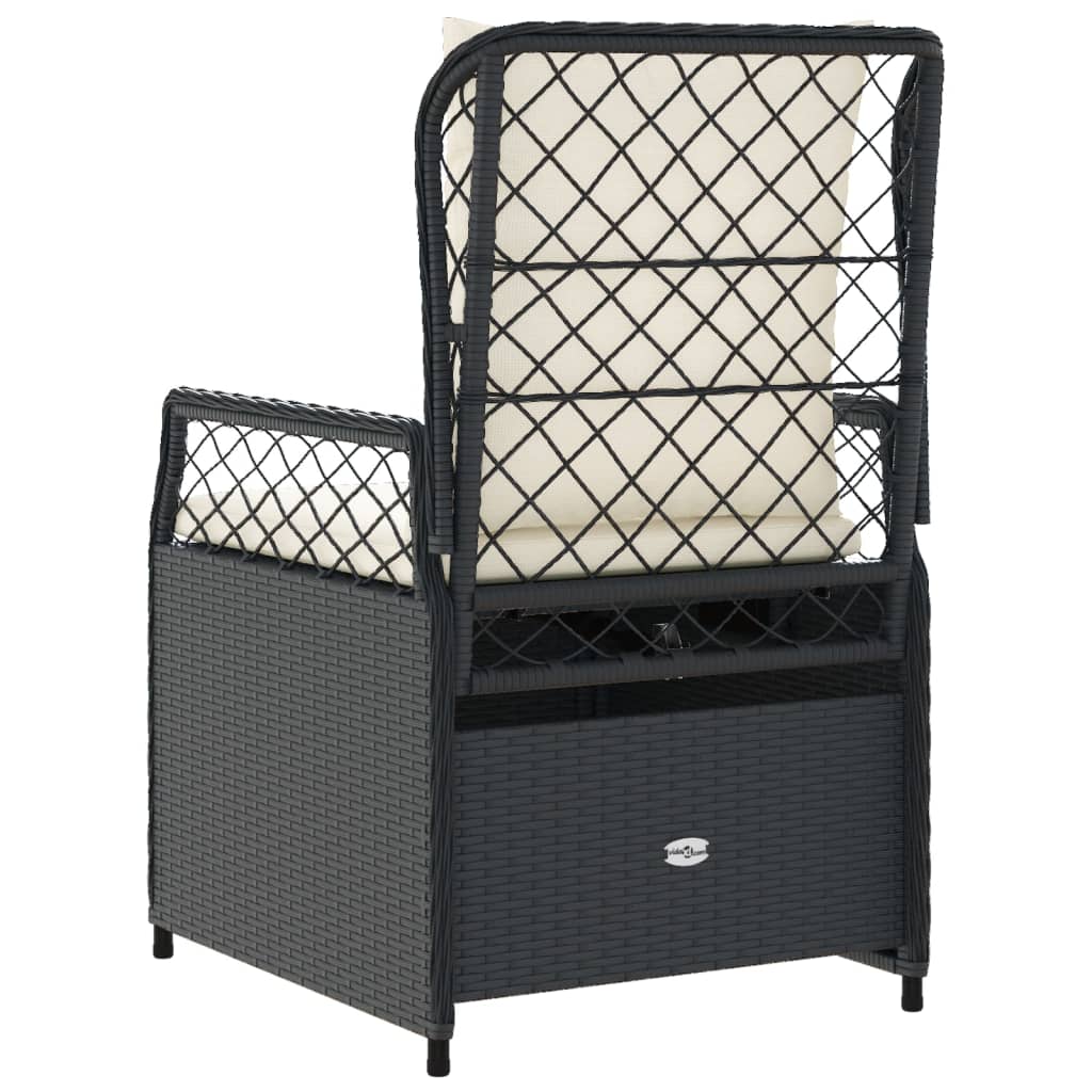 Tuinstoelen 2 st verstelbaar poly rattan zwart