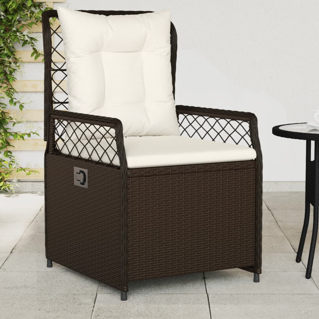 Tuinstoelen 2 st verstelbaar poly rattan bruin