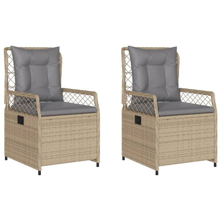 Tuinstoelen 2 st verstelbaar poly rattan beige