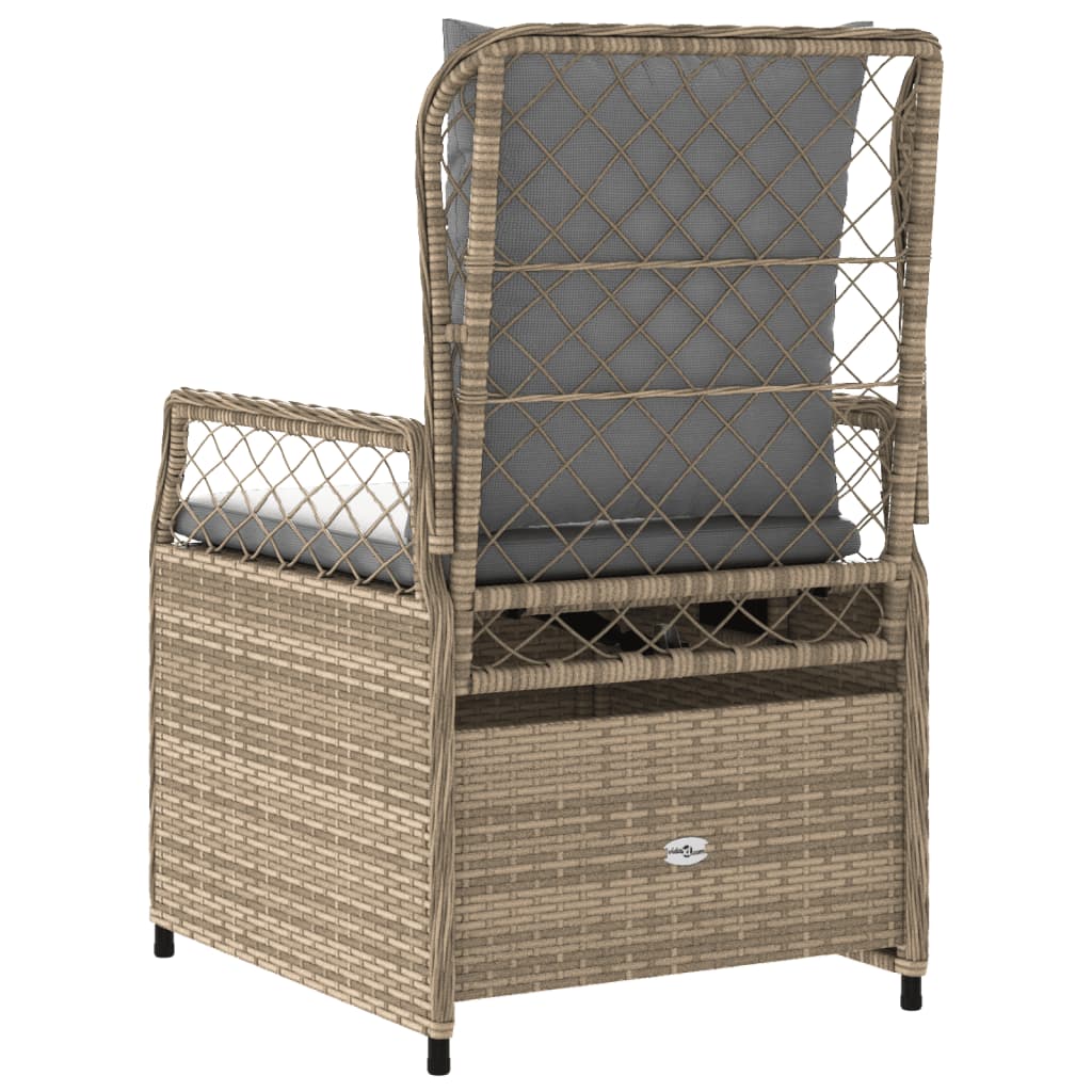 Tuinstoelen 2 st verstelbaar poly rattan beige