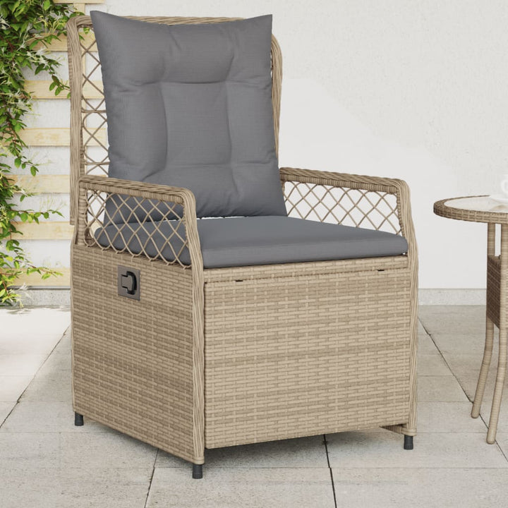 Tuinstoelen 2 st verstelbaar poly rattan beige