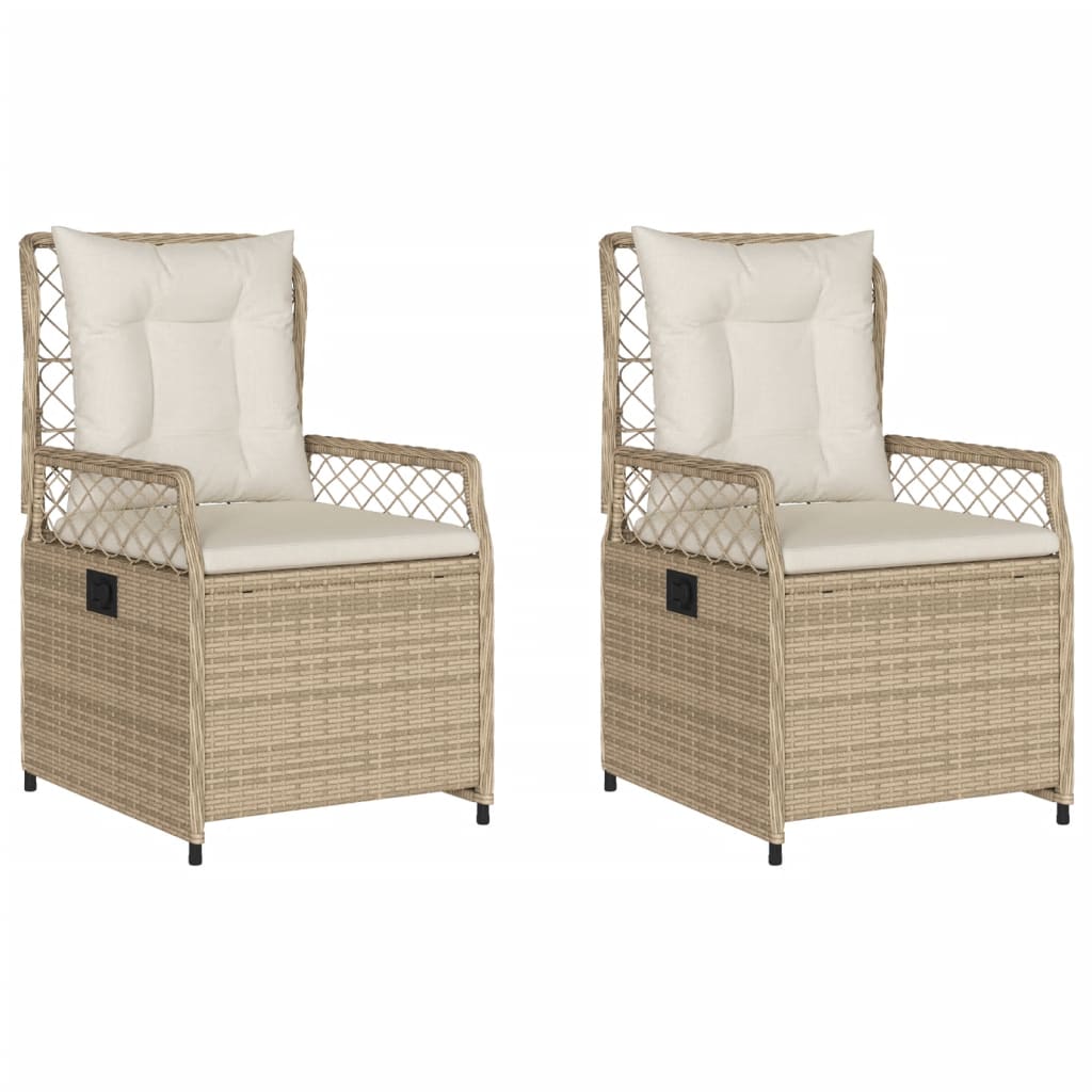 Tuinstoelen 2 st verstelbaar poly rattan beige