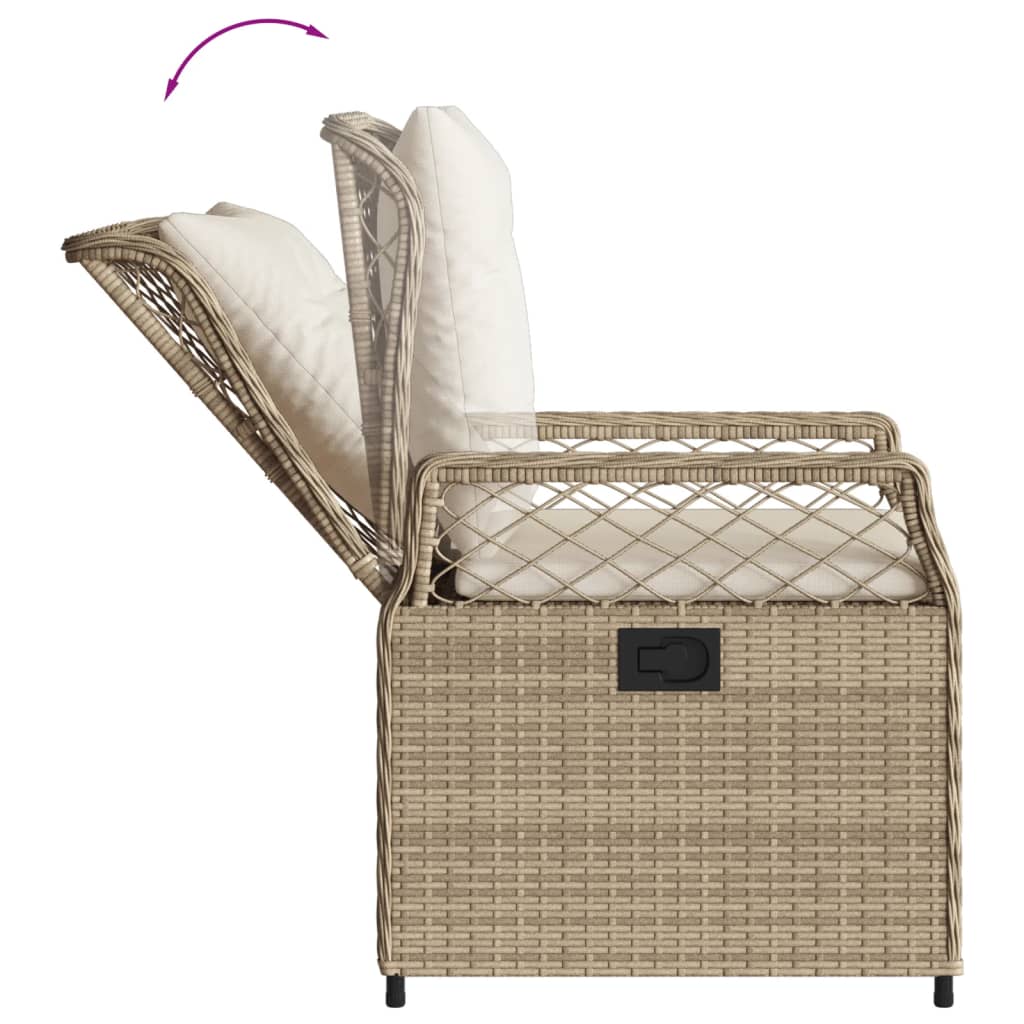 Tuinstoelen 2 st verstelbaar poly rattan beige