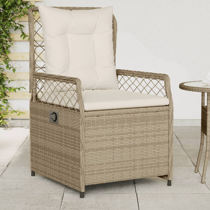 Tuinstoelen 2 st verstelbaar poly rattan beige