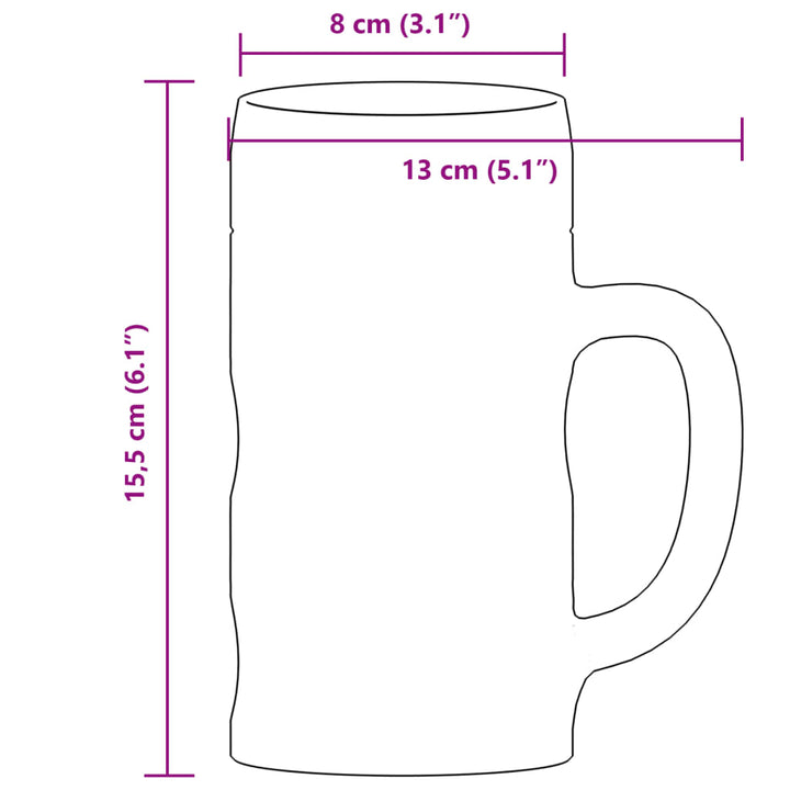 Bierpullen met handvat 6 st 500 ml glas