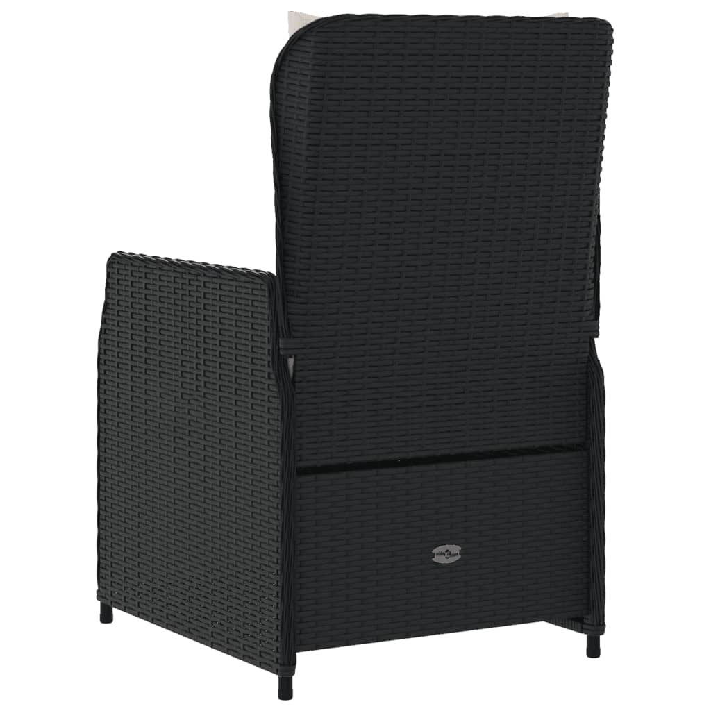 Tuinstoelen 2 st verstelbaar poly rattan zwart