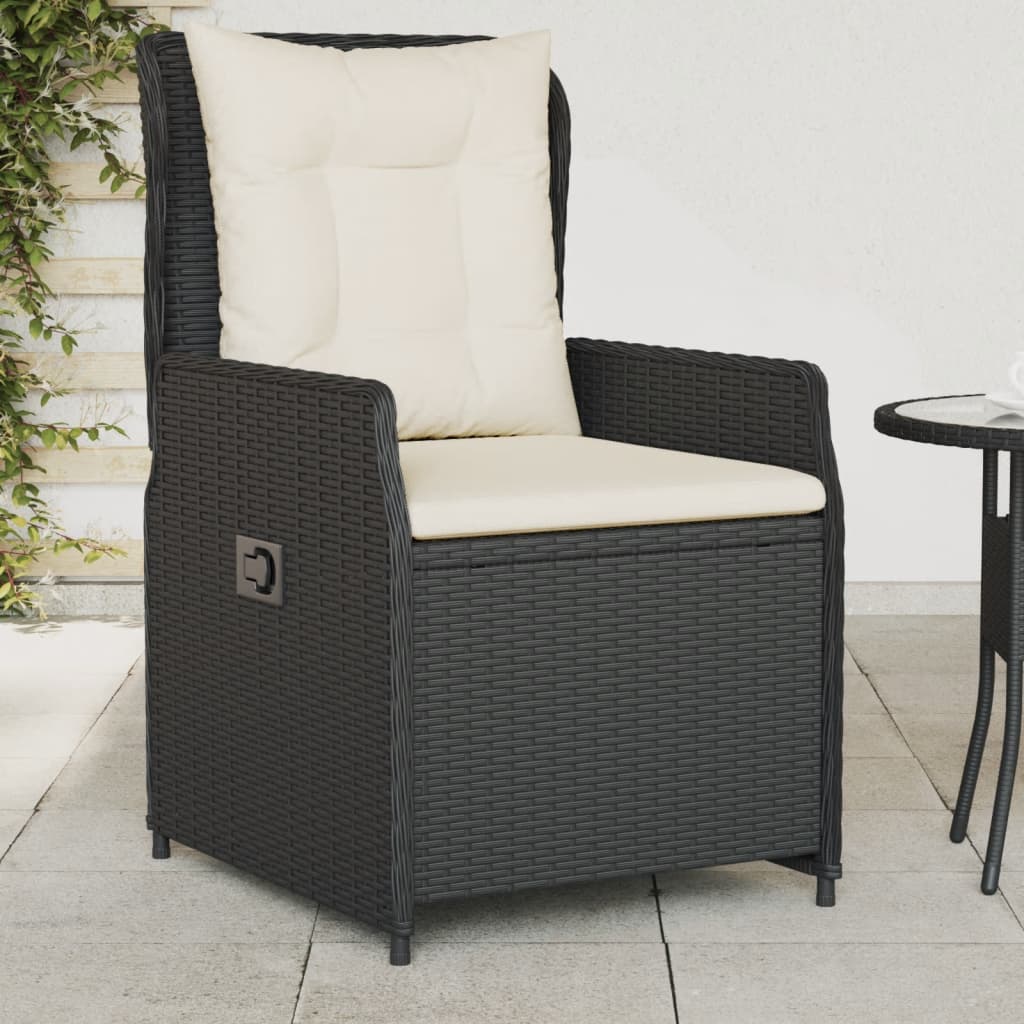 Tuinstoelen 2 st verstelbaar poly rattan zwart