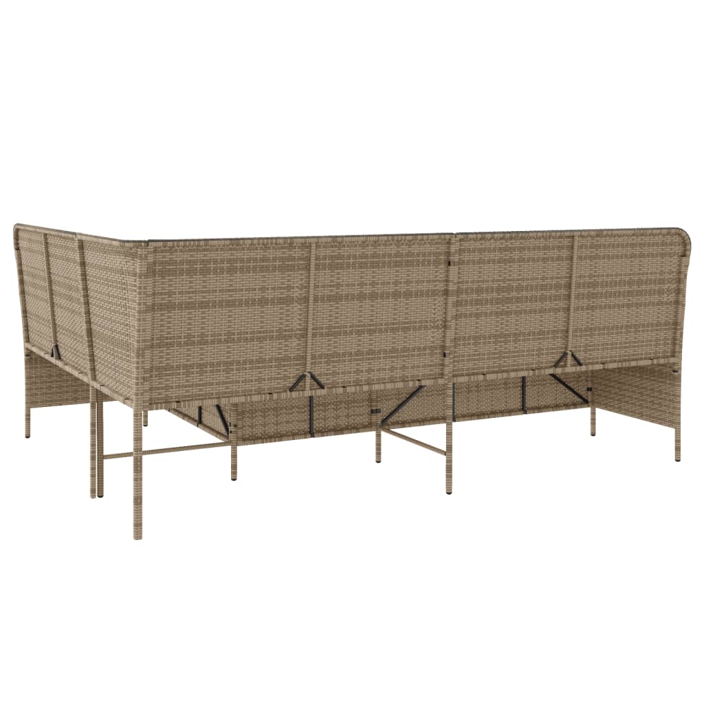 Tuinbank met kussens L-vormig poly rattan beige