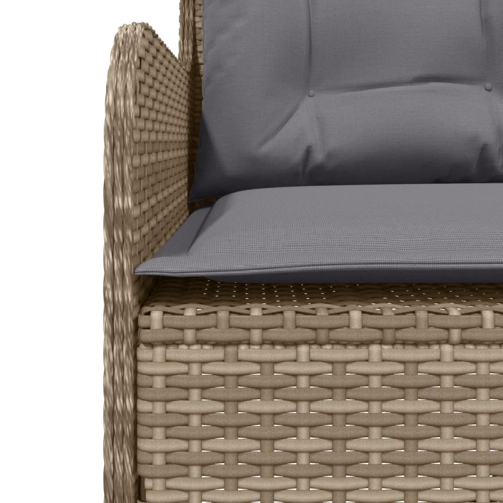 Tuinbank met kussens L-vormig poly rattan beige