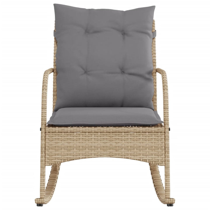 Tuinschommelstoel met kussens poly rattan beige