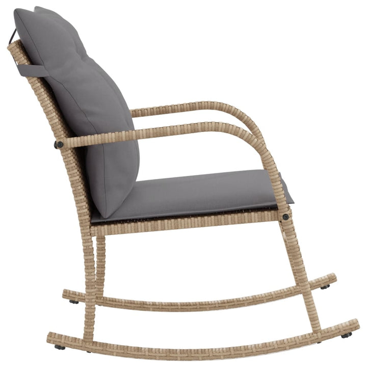 Tuinschommelstoel met kussens poly rattan beige