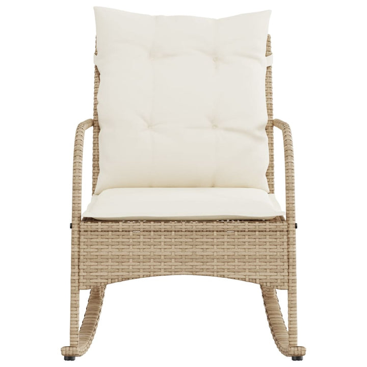 Tuinschommelstoel met kussens poly rattan beige