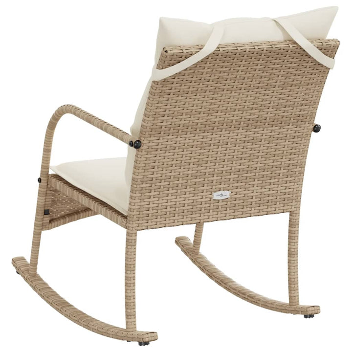 Tuinschommelstoel met kussens poly rattan beige