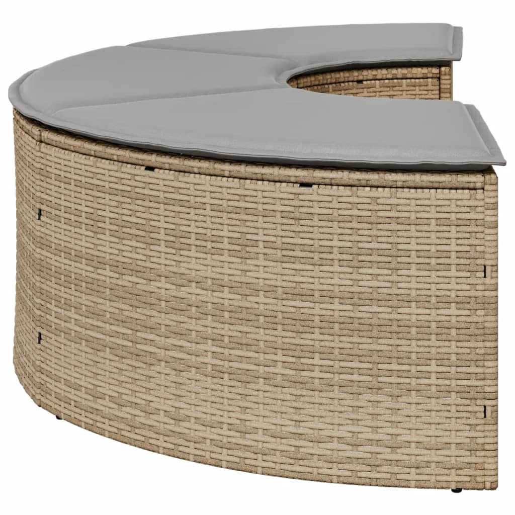 Tuinvoetenbank met kussen poly rattan beige