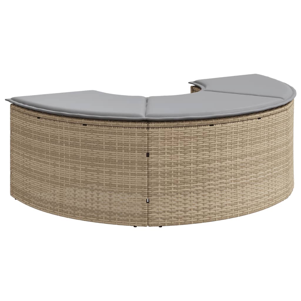 Tuinvoetenbank met kussen poly rattan beige