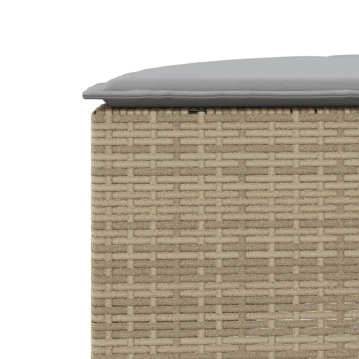 Tuinvoetenbank met kussen poly rattan beige