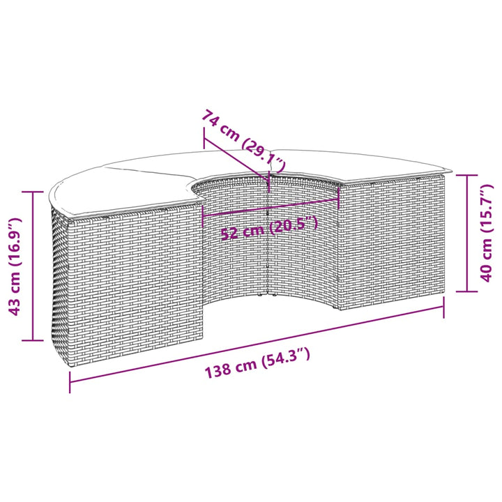 Tuinvoetenbank met kussen poly rattan beige