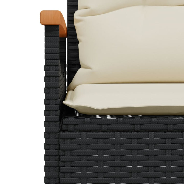 Tuinbank met kussens 116x62,5x74 cm poly rattan zwart