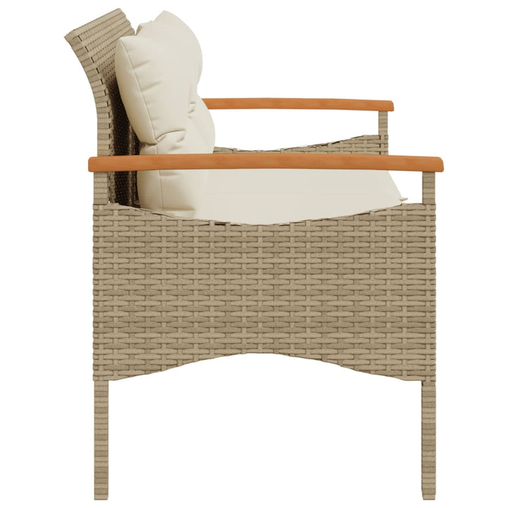 Tuinbank met kussens 116x62,5x74 cm poly rattan beige