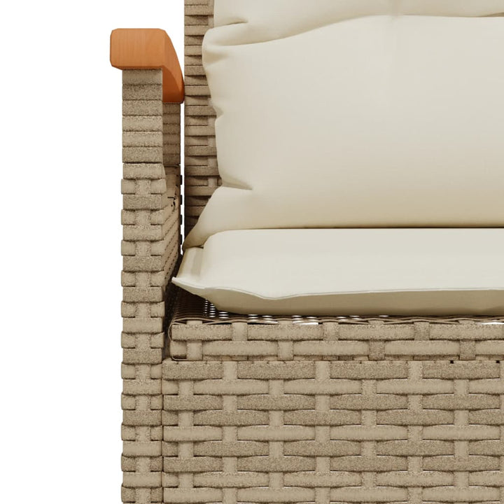 Tuinbank met kussens 116x62,5x74 cm poly rattan beige