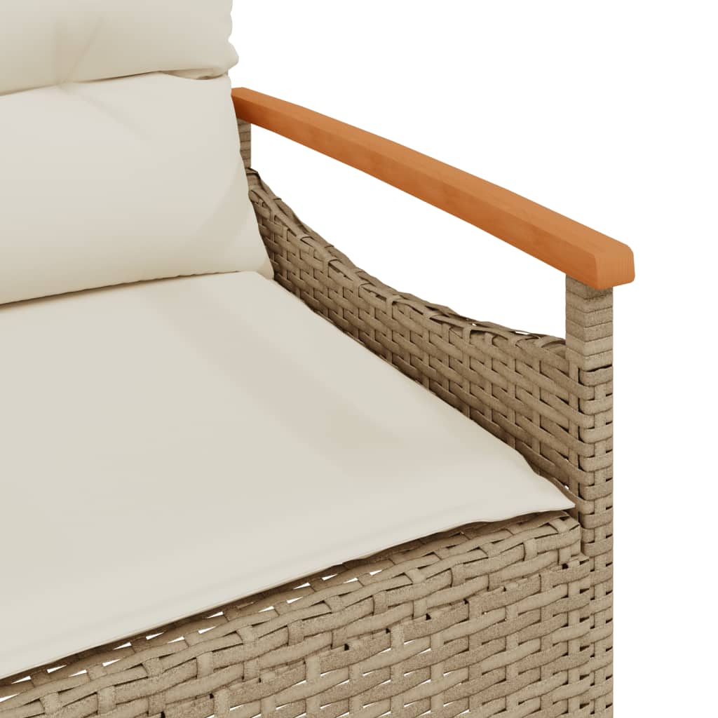 Tuinbank met kussens 116x62,5x74 cm poly rattan beige