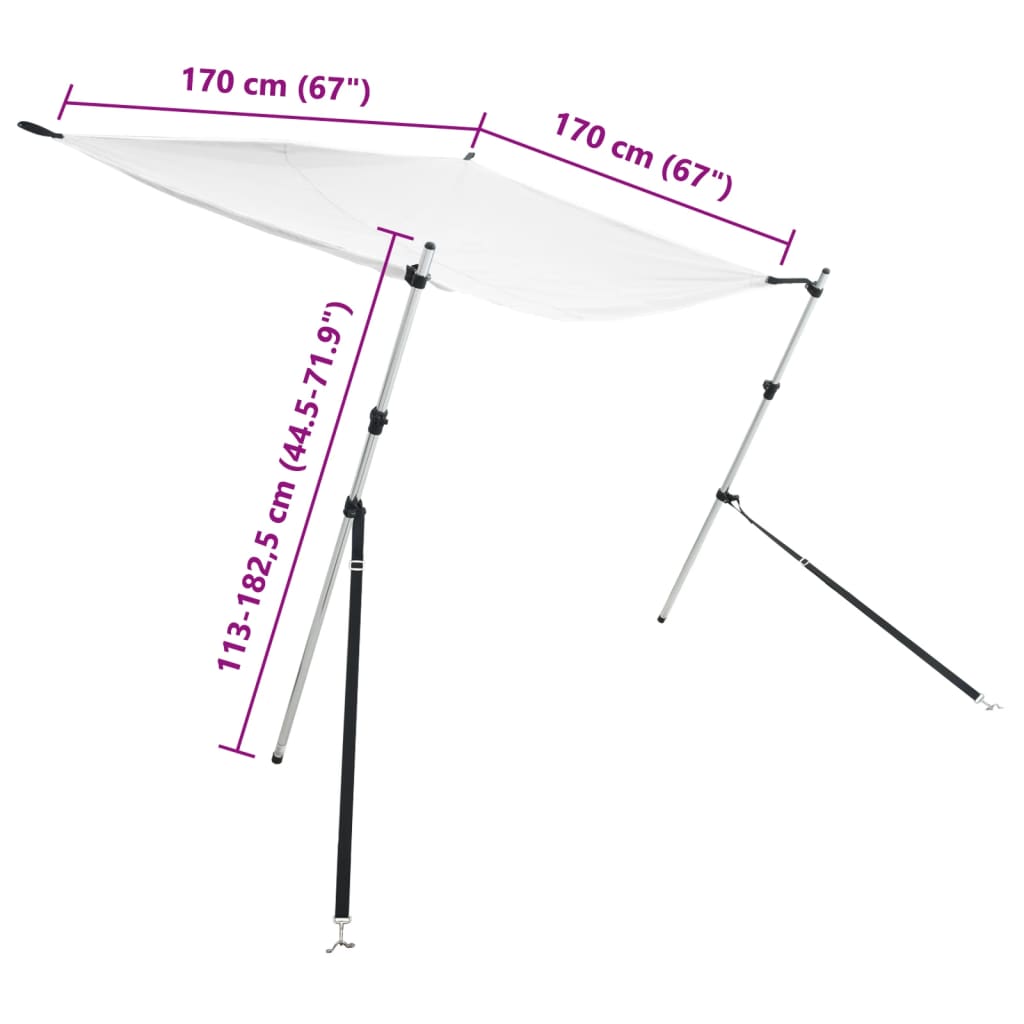 Schaduwdoekset T-top 170x170x(113-182,5) cm wit