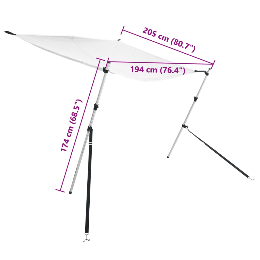 Schaduwdoekset T-top 174x205x(115-194) cm wit