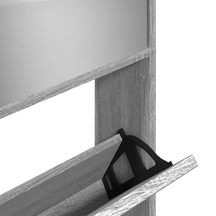Schoenenkast met spiegel 4-laags 63x17x134 cm grijs sonoma