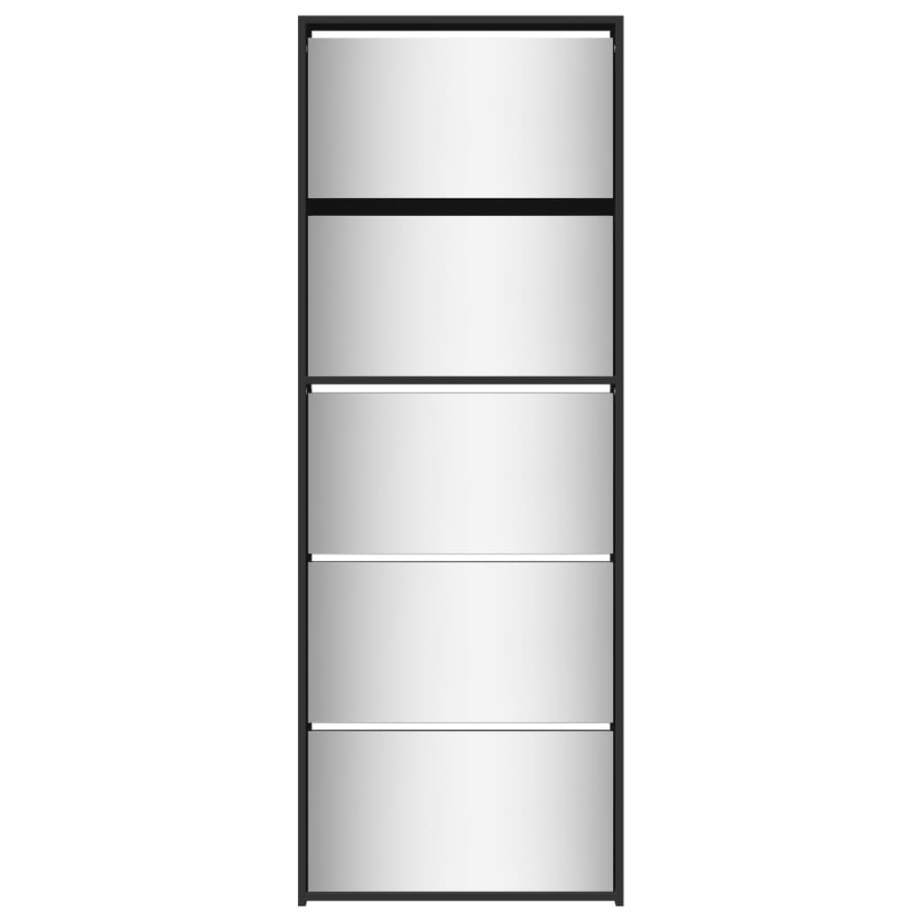 Schoenenkast met spiegel 5-laags 63x17x169,5 cm zwart