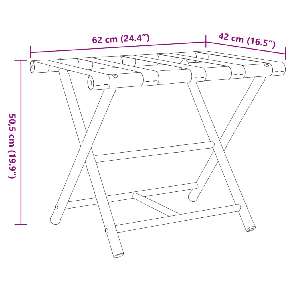 Bagagerek inklapbaar 62x42x50,5 cm bamboe