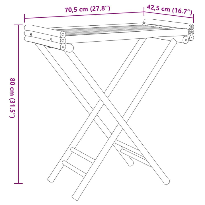 Dienbladtafel inklapbaar 70,5x42,5x80 cm bamboe