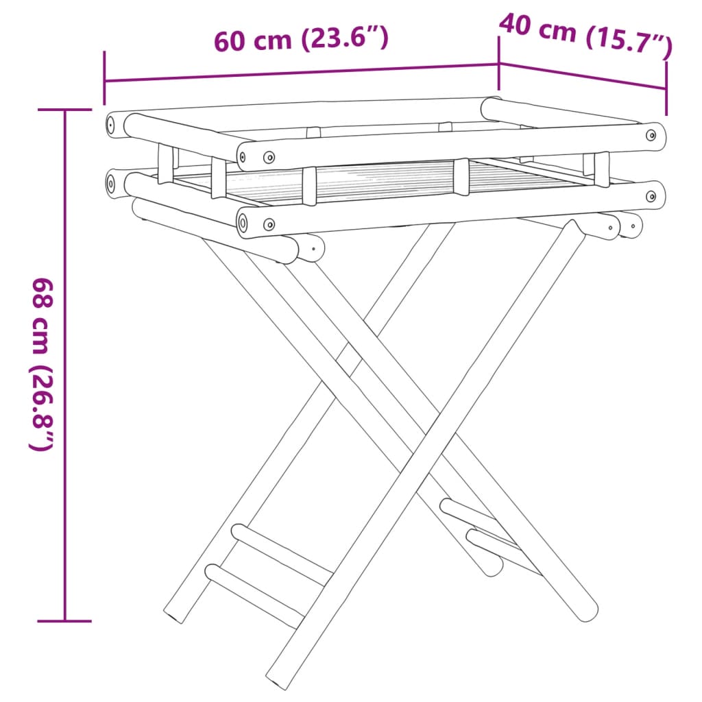 Dienbladtafel inklapbaar 60x40x68 cm bamboe