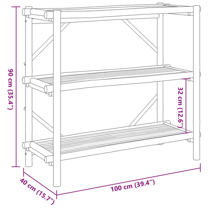 Rek 3-laags 100x40x90 cm bamboe